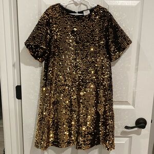 ZARA Girls Gold Sequin Dress Size 11–12